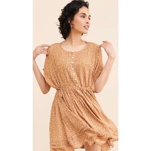 Free People One Fine Day Mini Dress floral ruffled women's dress sz small. Boho